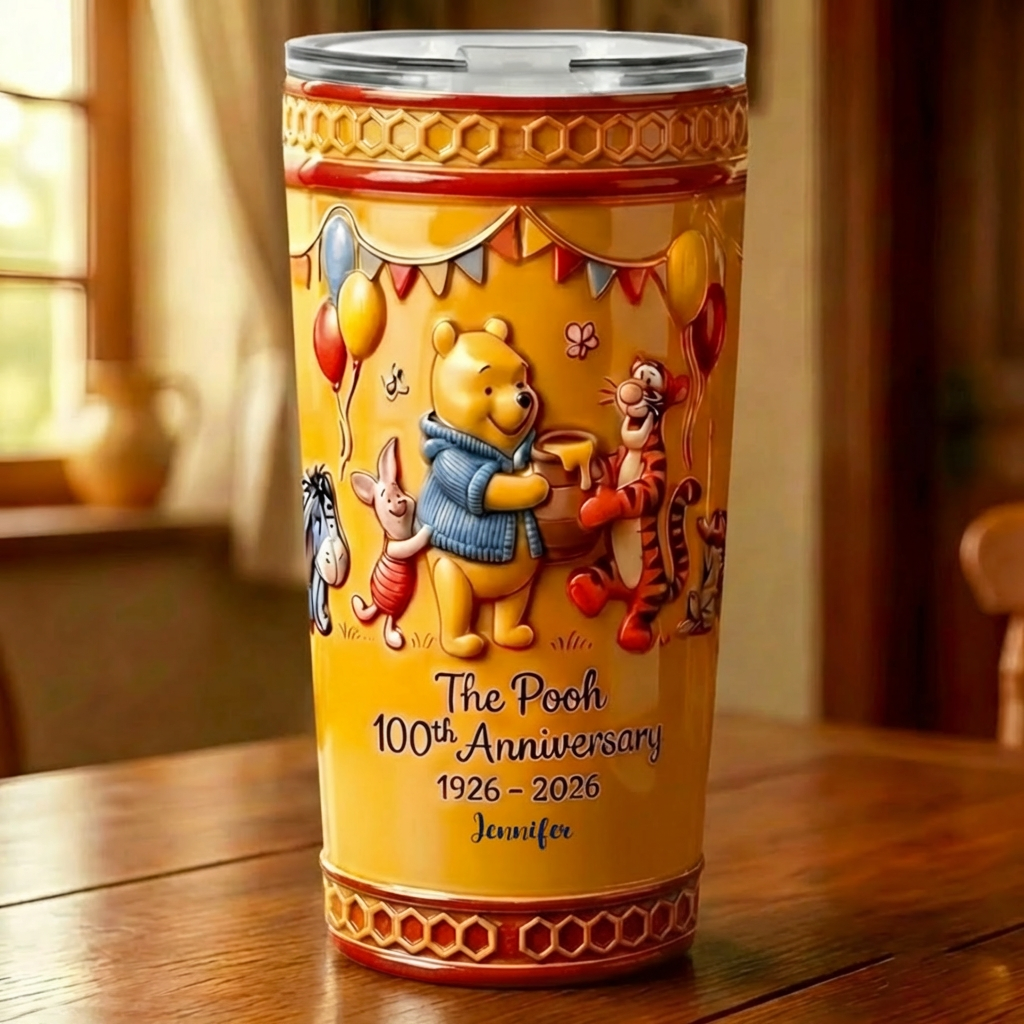 Personalized Honey Bear Tumbler 100th Anniversary Gift for Movie Fans