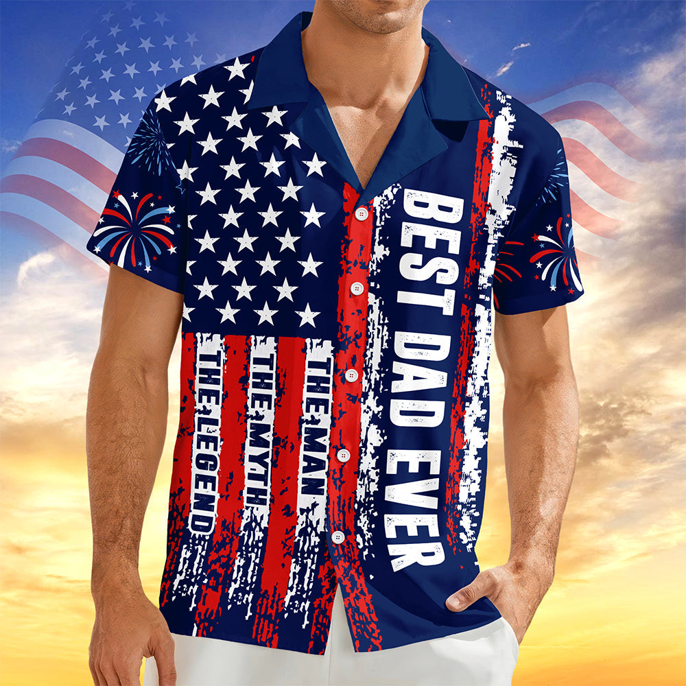 Personalized Patriotic Hawaiian Shirt Best Dad Ever Gift HN590 - AOP Hawai Shirt GradoCreations
