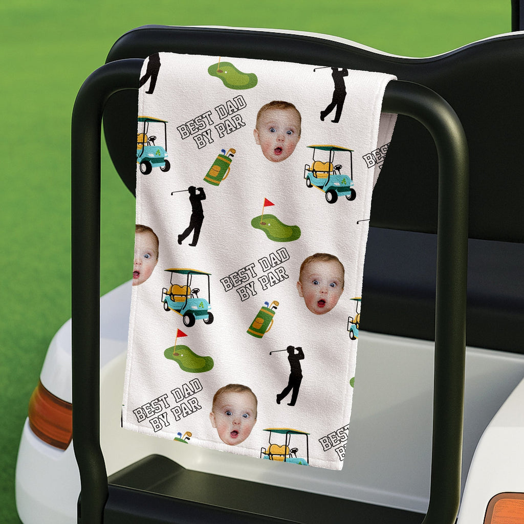 Personalized Kids Photo Golf Towel Best Dad Gift for Dad or Grandpa