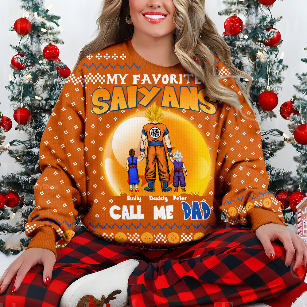 Personalized Saiyans 'Call Me Dad' Ugly Sweater for Family