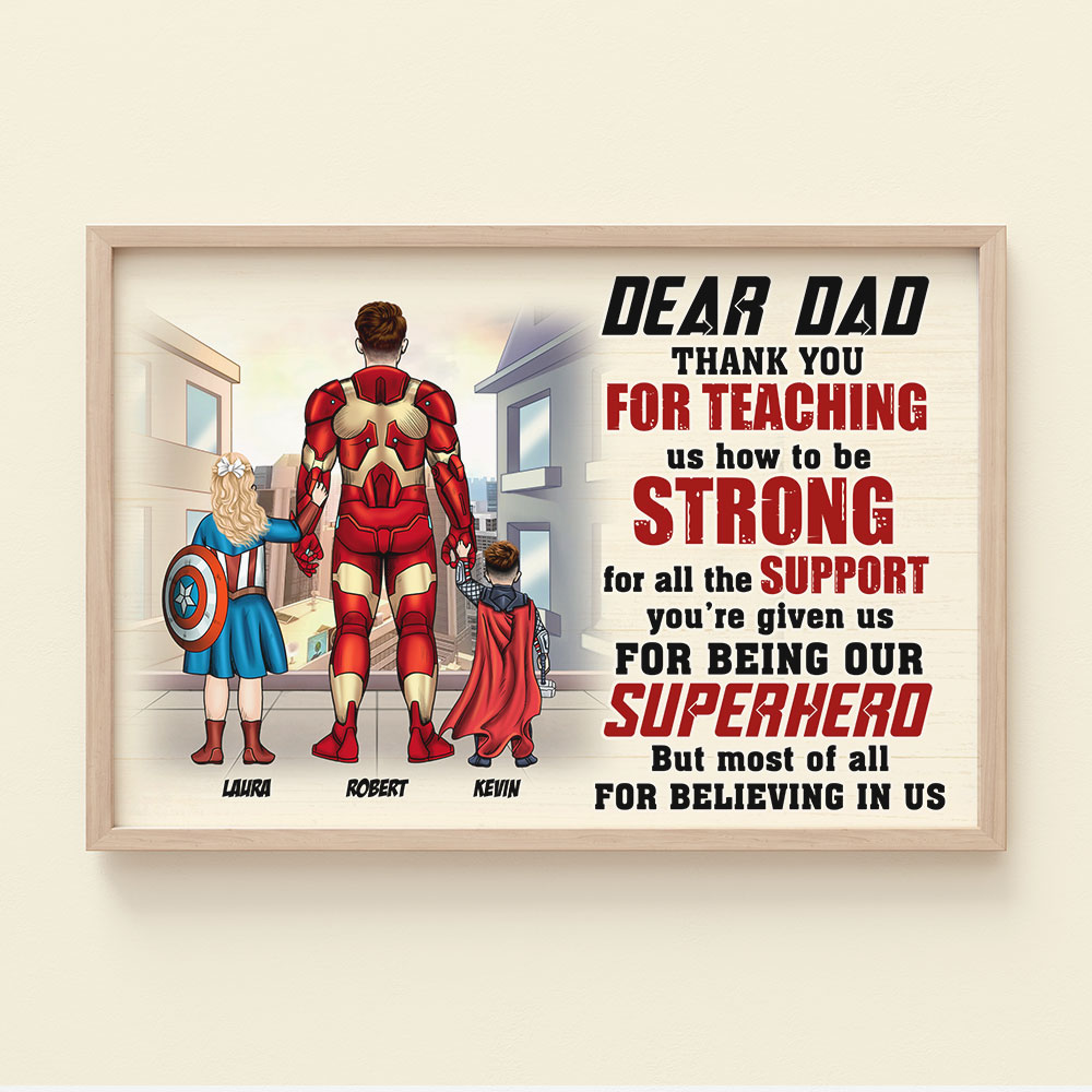Personalized Canvas Poster for Dad Superhero Gift Idea
