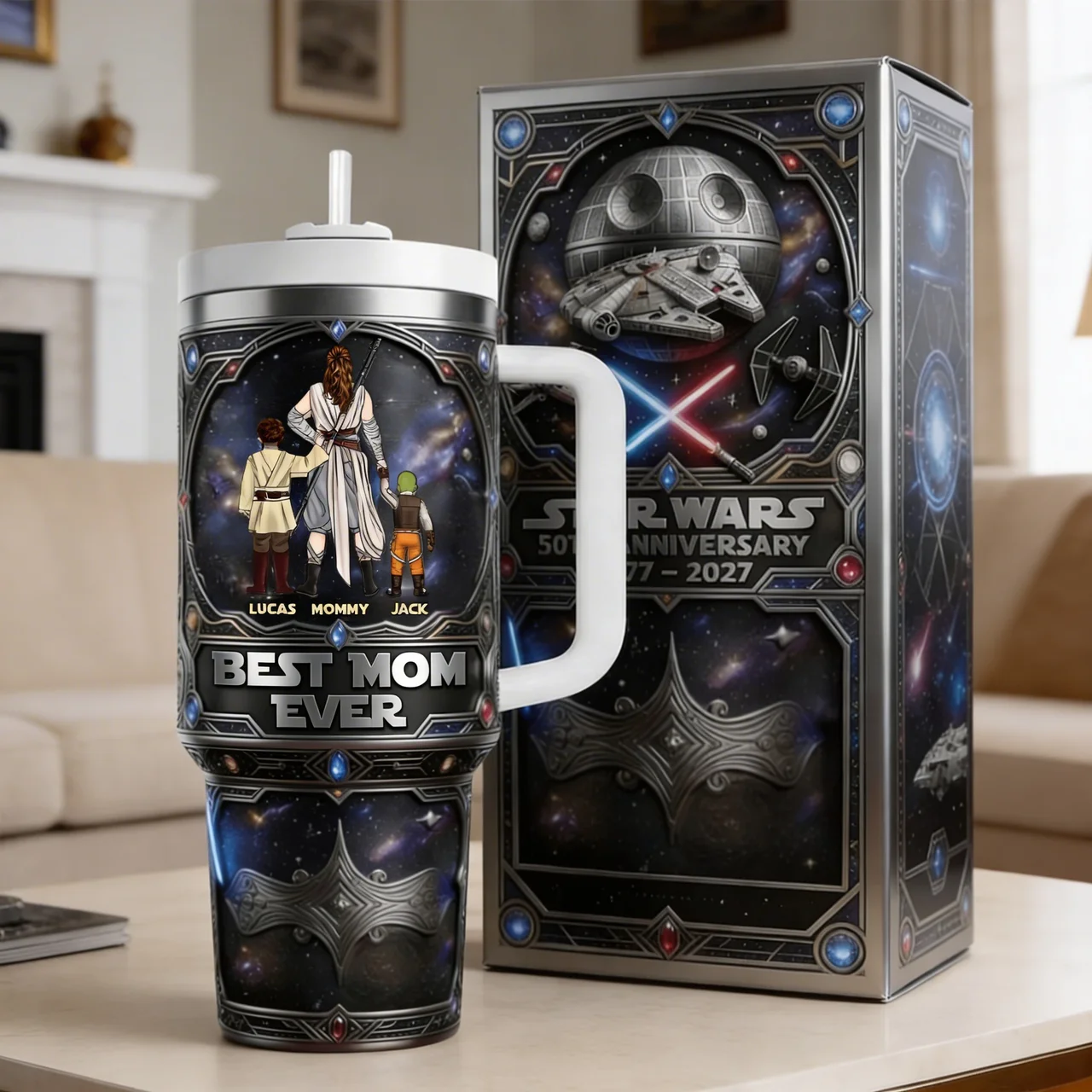 Personalized Star Wars Tumbler with Best Mom Ever Design Gift for Mom Tumbler GradoCreations