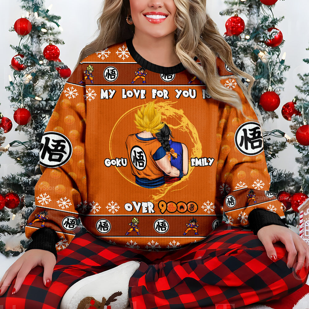 Personalized Over 9000 Ugly Sweater Gift for Couples