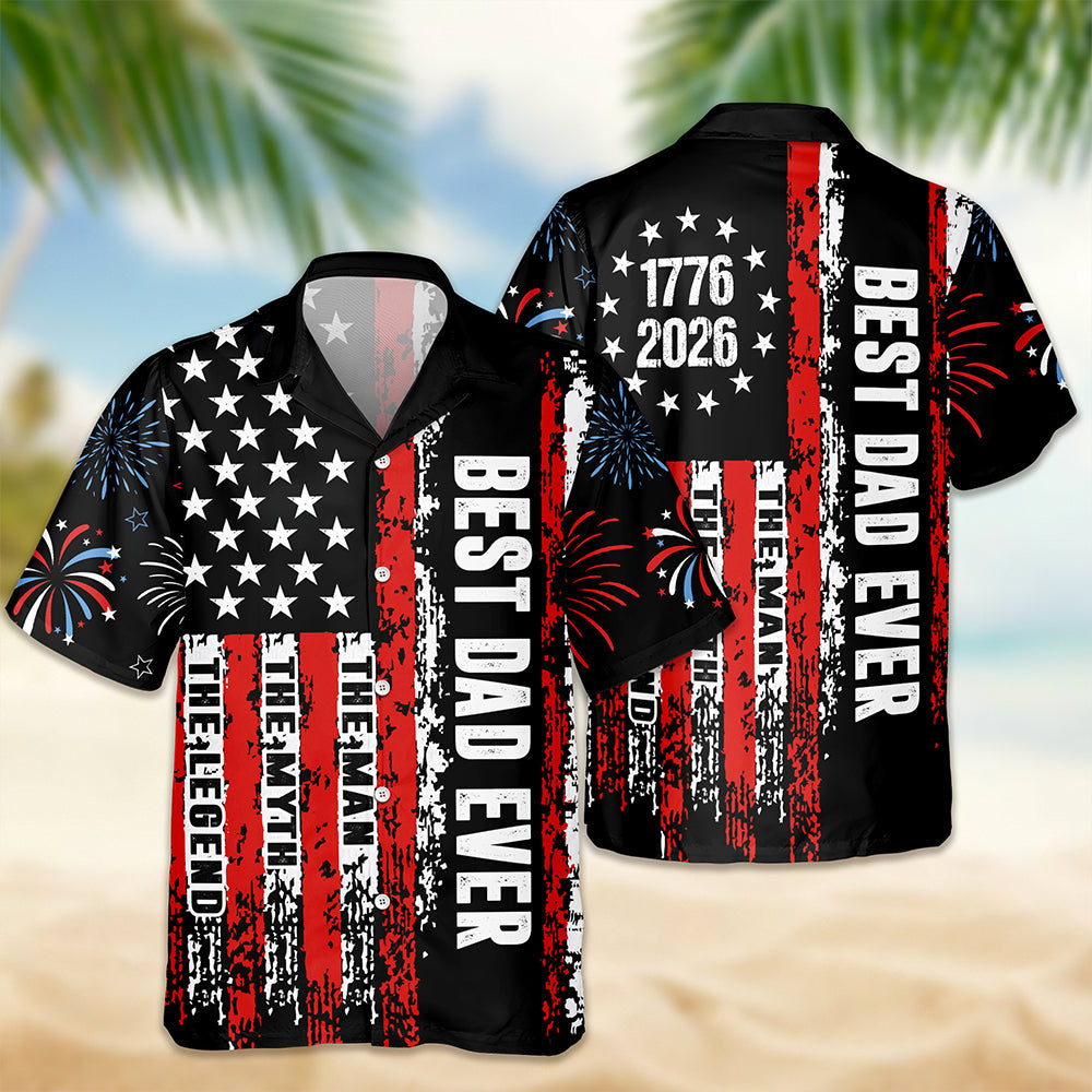 Personalized Patriotic Hawaiian Shirt Best Dad Ever Gift HN590 - AOP Hawai Shirt GradoCreations