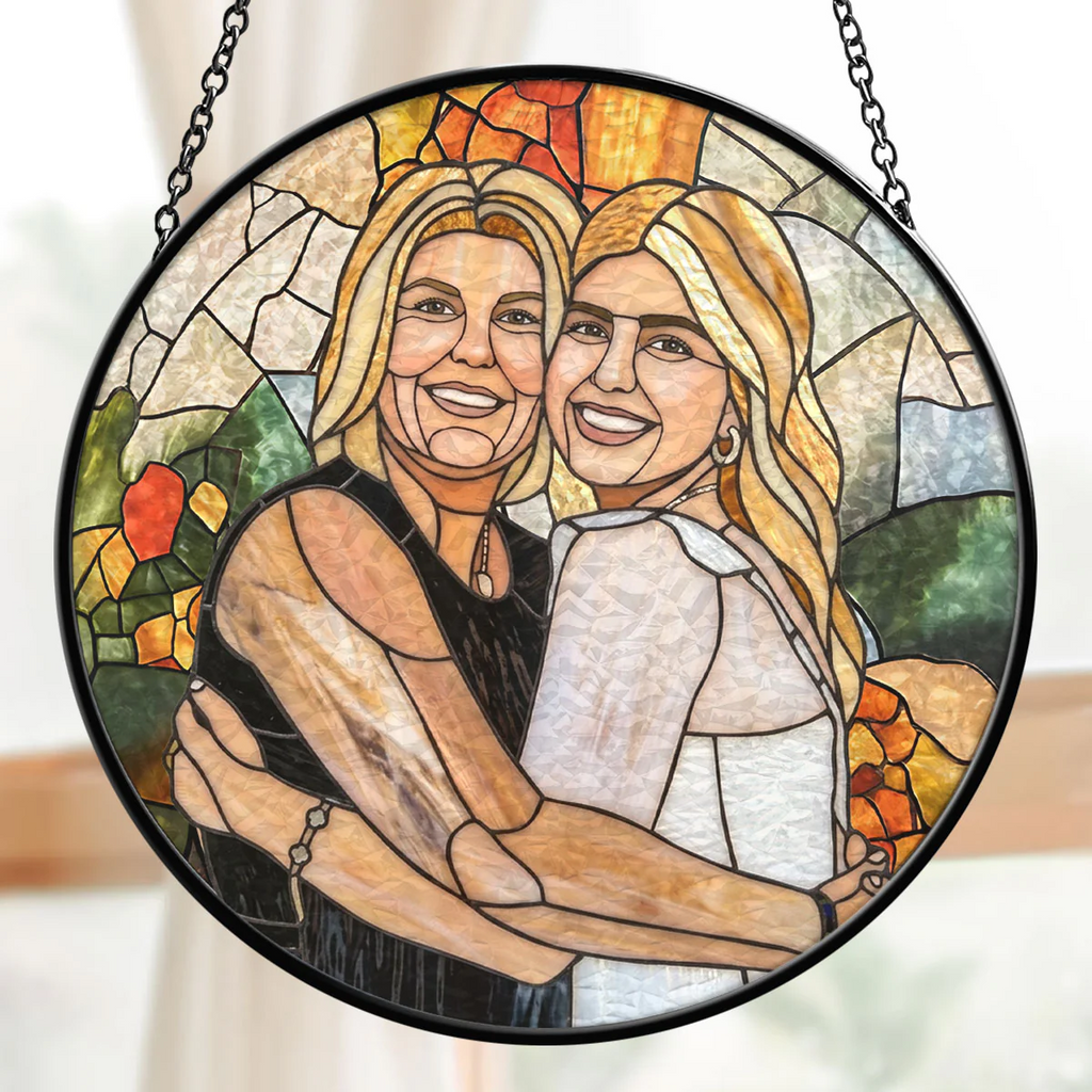 Personalized Stained Glass Suncatcher Gift for Mom or Grandma - Cherished Moments