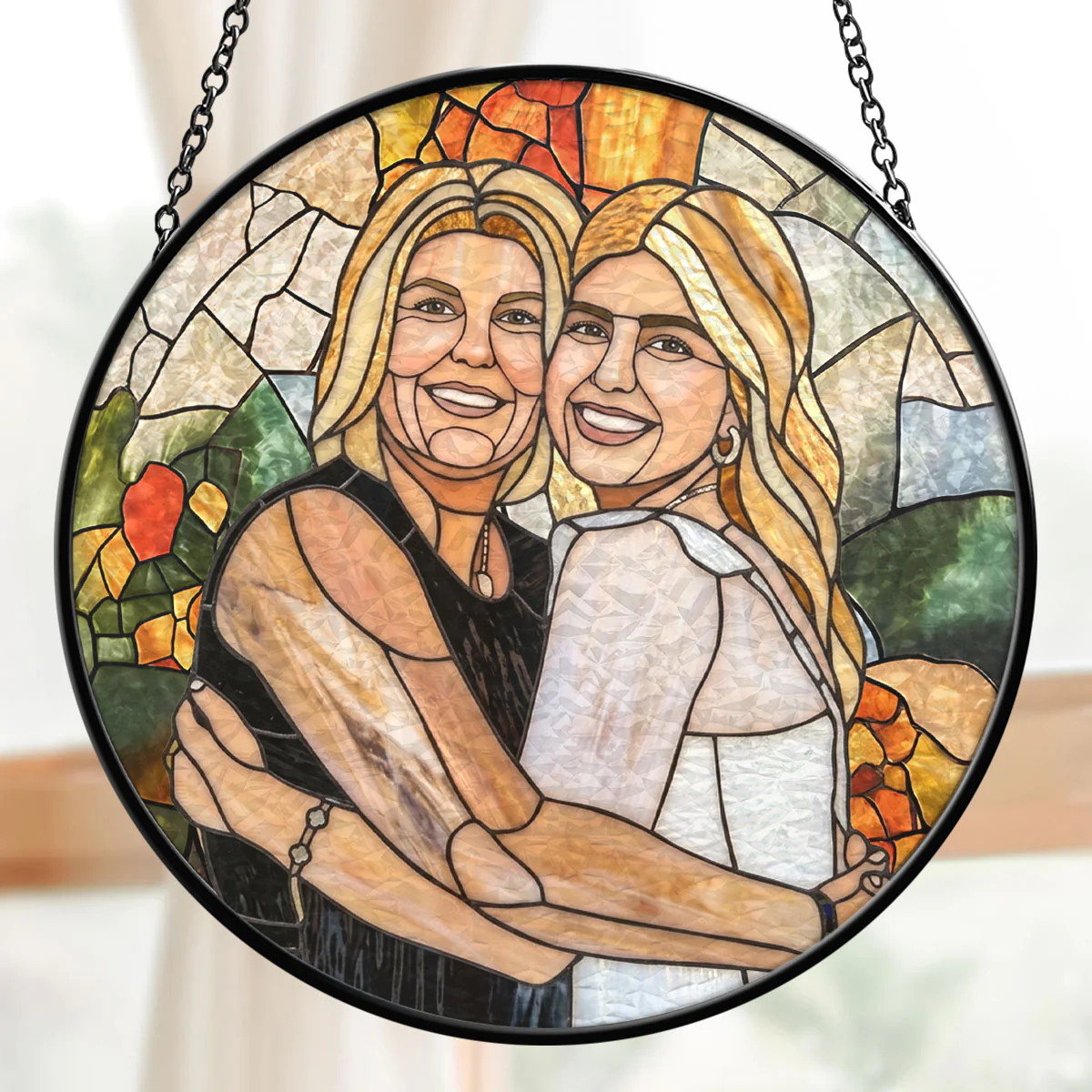 Personalized Stained Glass Suncatcher Gift for Mom or Grandma - Cherished Moments