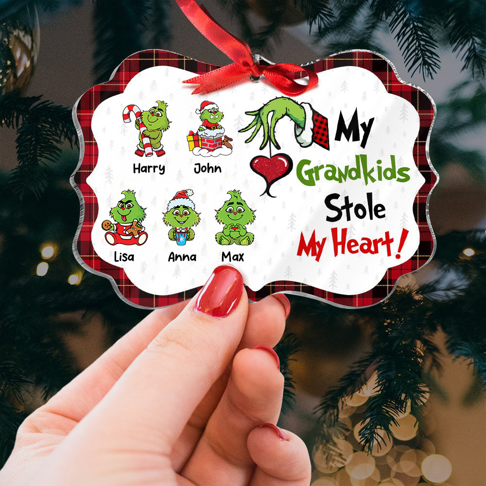 Personalized Acrylic Ornament My Grandkids Stole My Heart Gift for Family Christmas