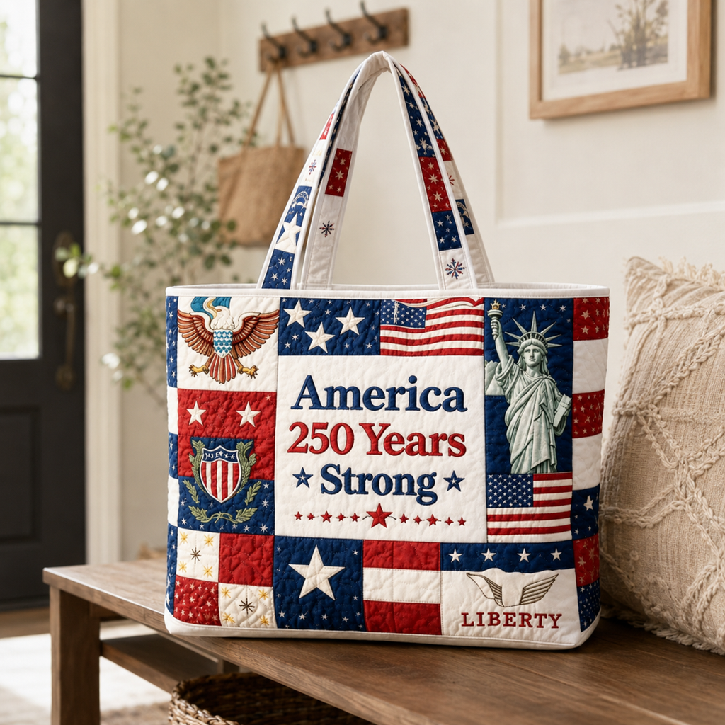 Personalized Patriotic Quilted Tote Bag Custom Design Gift for Patriots
