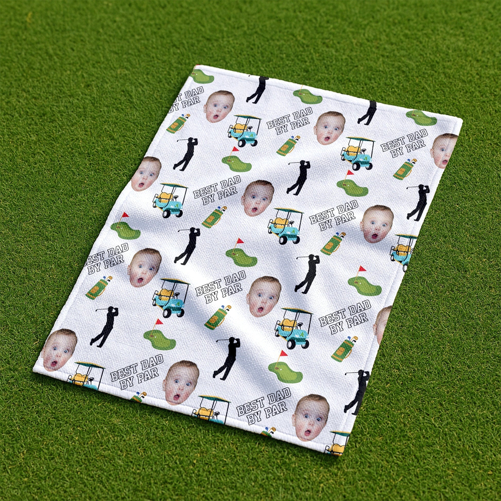 Personalized Kids Photo Golf Towel Best Dad Gift for Dad or Grandpa