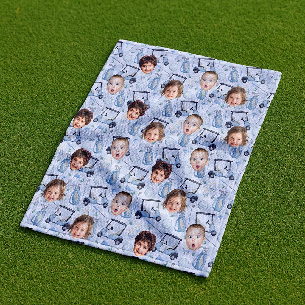 Personalized Kids Face Funny Golf Towel Custom Gift for Dad
