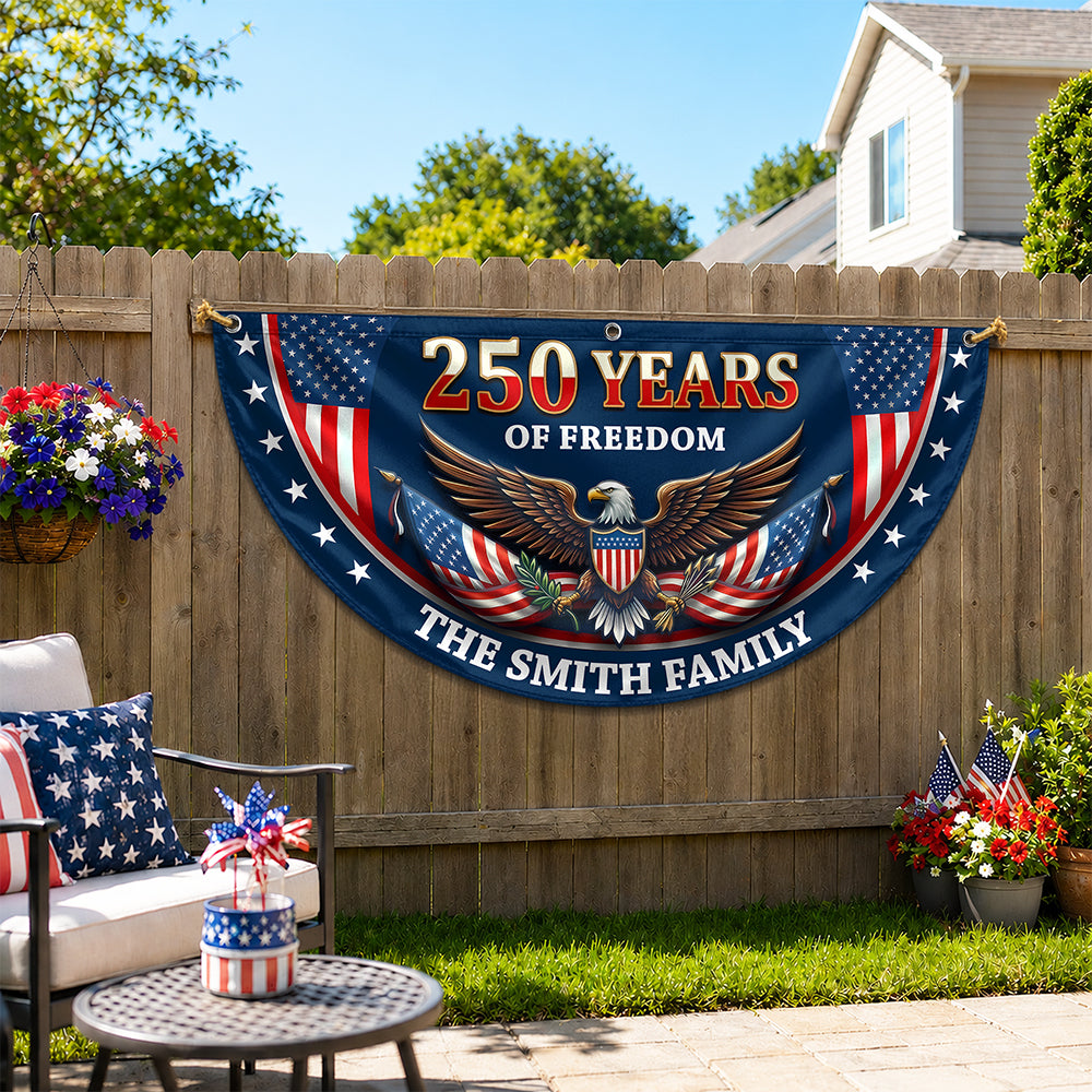 Personalized 250 Years of Freedom Non-Pleated Fan Flag USA Gift for Family Independence Day Decor HN590 - Non-Pleated Fan Flag GradoCreations