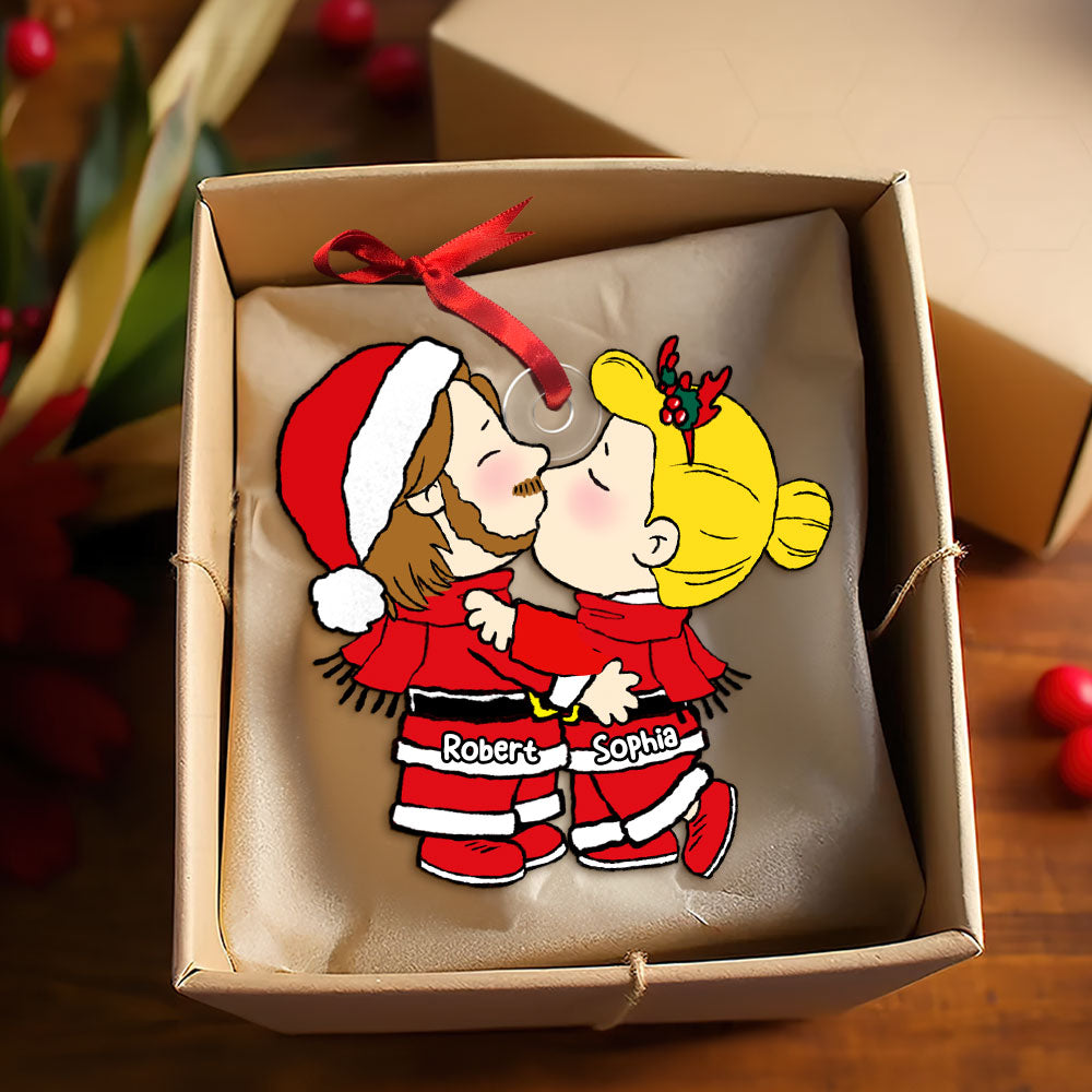 Personalized Acrylic Christmas Ornament for Couples - Puppy Love Gift