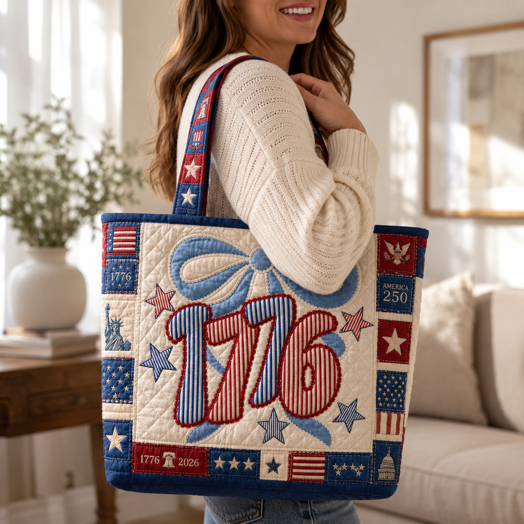 Personalized Quilted Tote Bag 250 Years America Design Gift for Her
