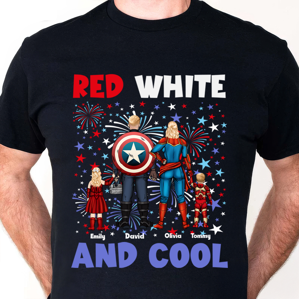 Personalized Super Hero T-shirt with 4th of July Design for Family Cotton Apparel GradoCreations