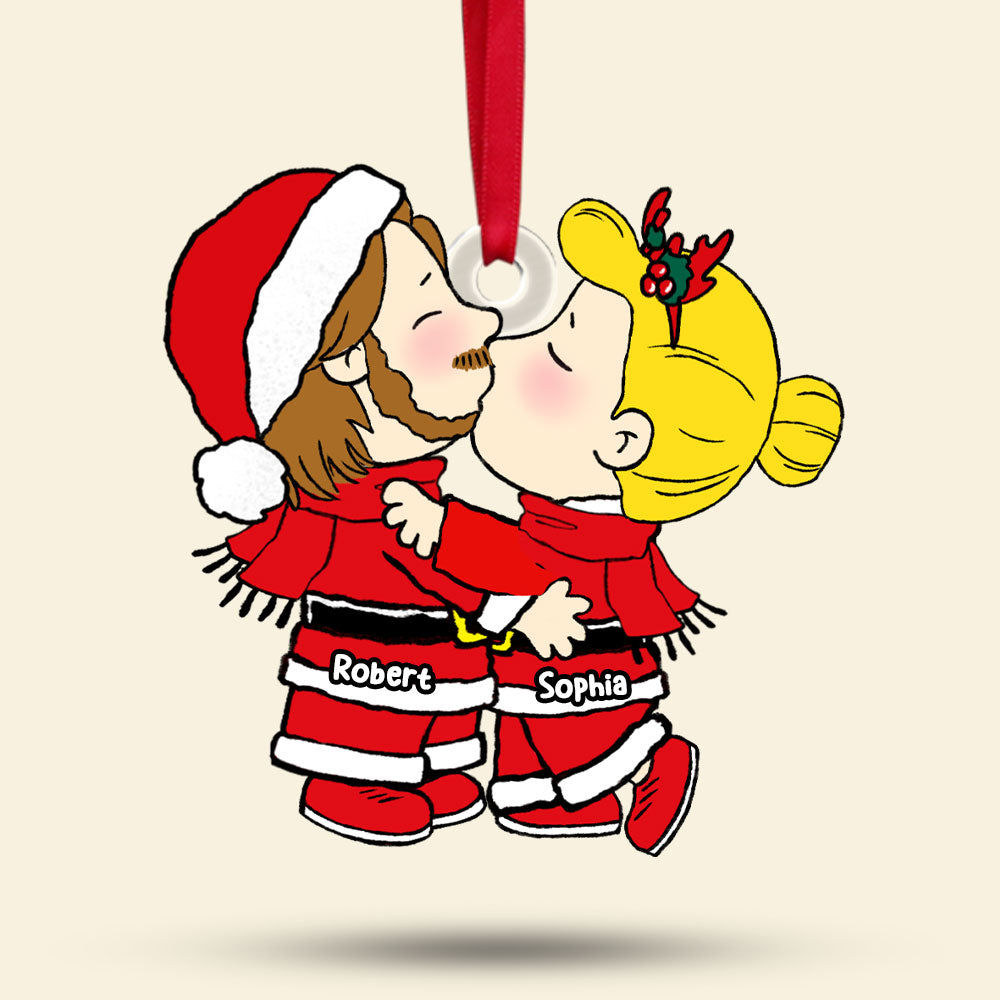 Personalized Acrylic Christmas Ornament for Couples - Puppy Love Gift
