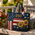 Personalized Patriotic Sunflower Quilted Tote Bag Gift for Her