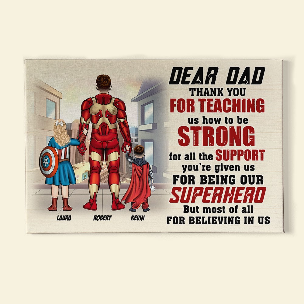 Personalized Canvas Poster for Dad Superhero Gift Idea