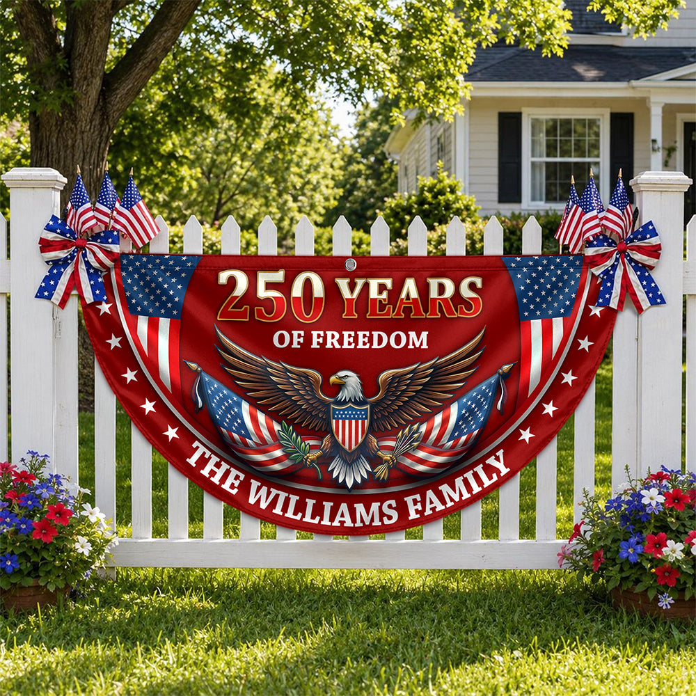 Personalized 250 Years of Freedom Non-Pleated Fan Flag USA Gift for Family Independence Day Decor HN590 - Non-Pleated Fan Flag GradoCreations
