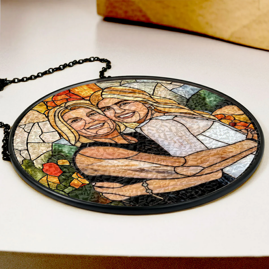 Personalized Stained Glass Suncatcher Gift for Mom or Grandma - Cherished Moments