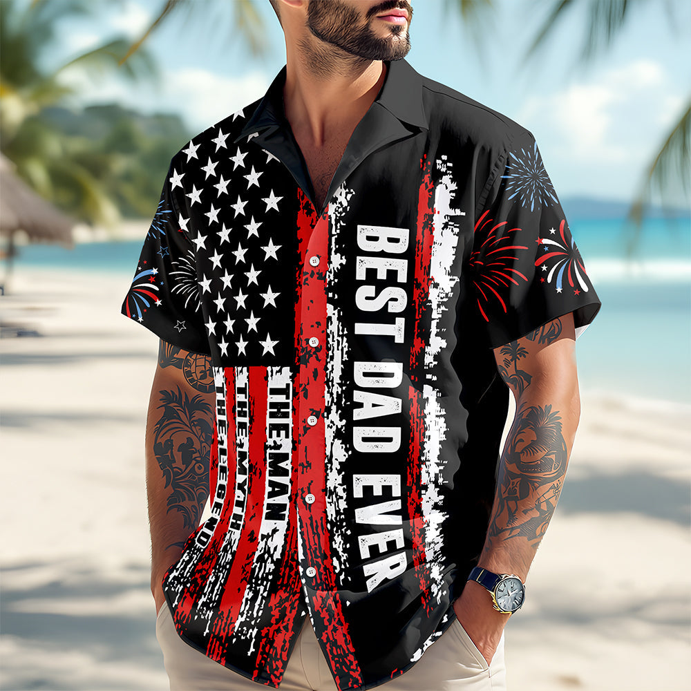 Personalized Patriotic Hawaiian Shirt Best Dad Ever Gift HN590 - AOP Hawai Shirt GradoCreations