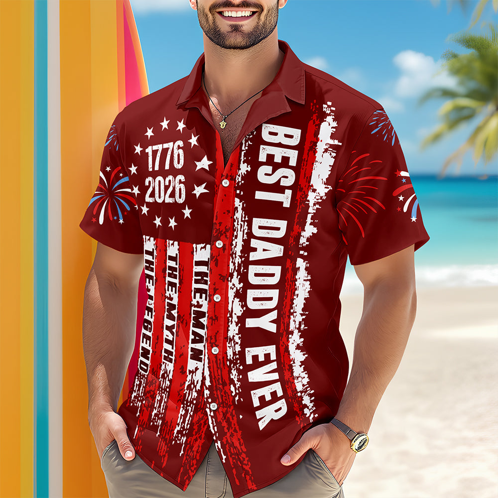 Personalized Patriotic Hawaiian Shirt Best Dad Ever Gift HN590 - AOP Hawai Shirt GradoCreations