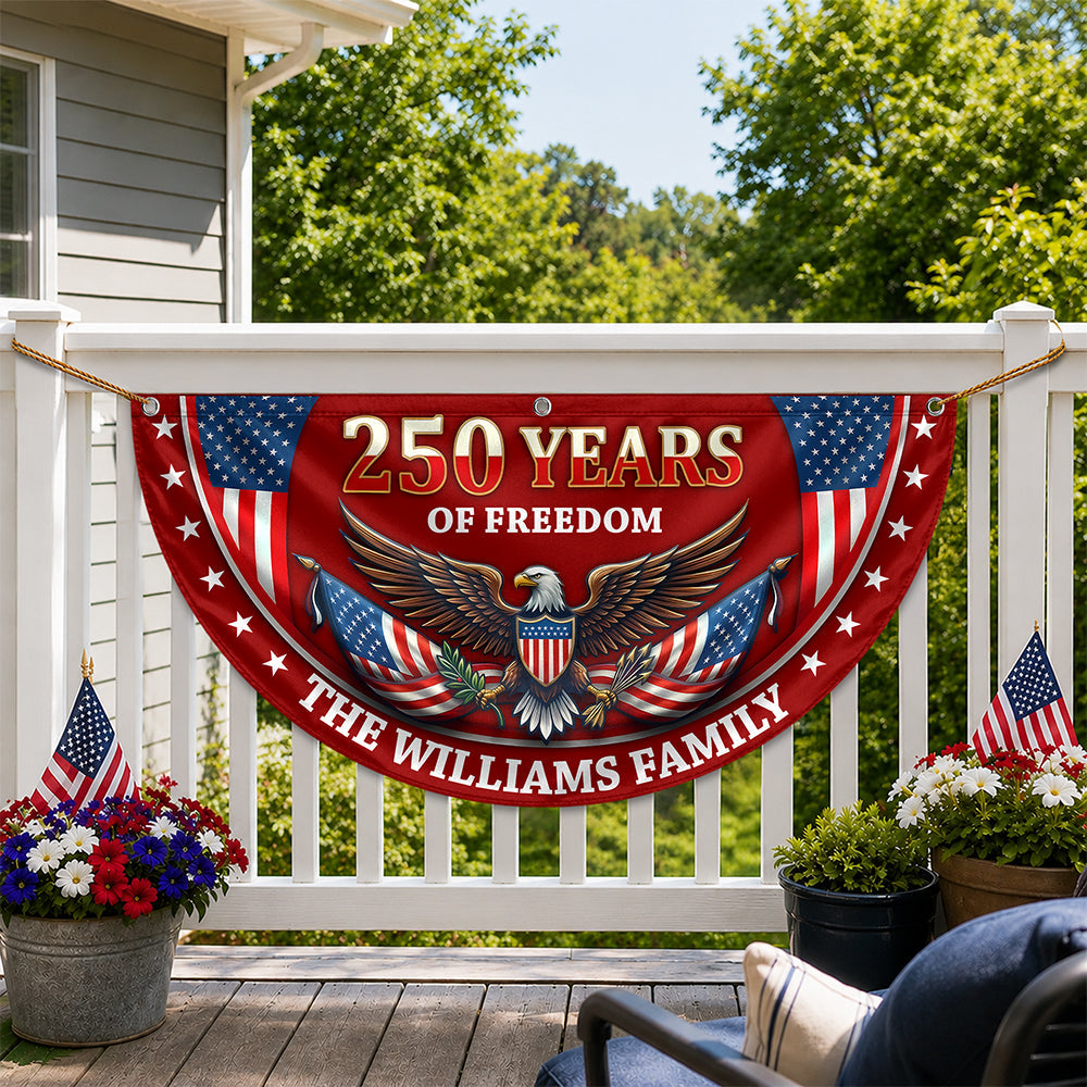 Personalized 250 Years of Freedom Non-Pleated Fan Flag USA Gift for Family Independence Day Decor HN590 - Non-Pleated Fan Flag GradoCreations