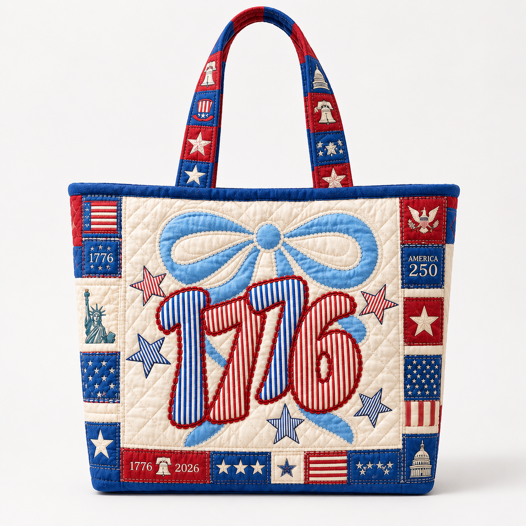 Personalized Quilted Tote Bag 250 Years America Design Gift for Her