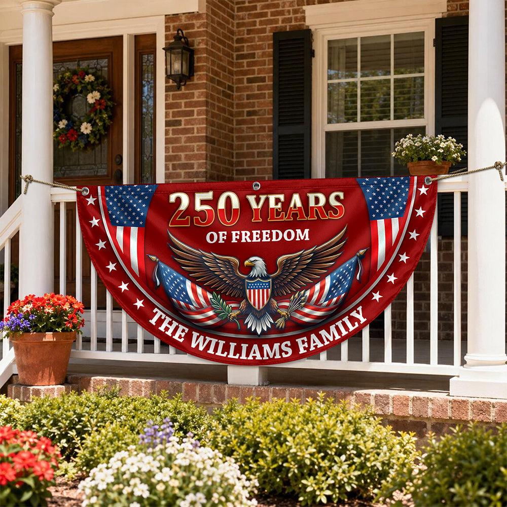 Personalized 250 Years of Freedom Non-Pleated Fan Flag USA Gift for Family Independence Day Decor HN590 - Non-Pleated Fan Flag GradoCreations