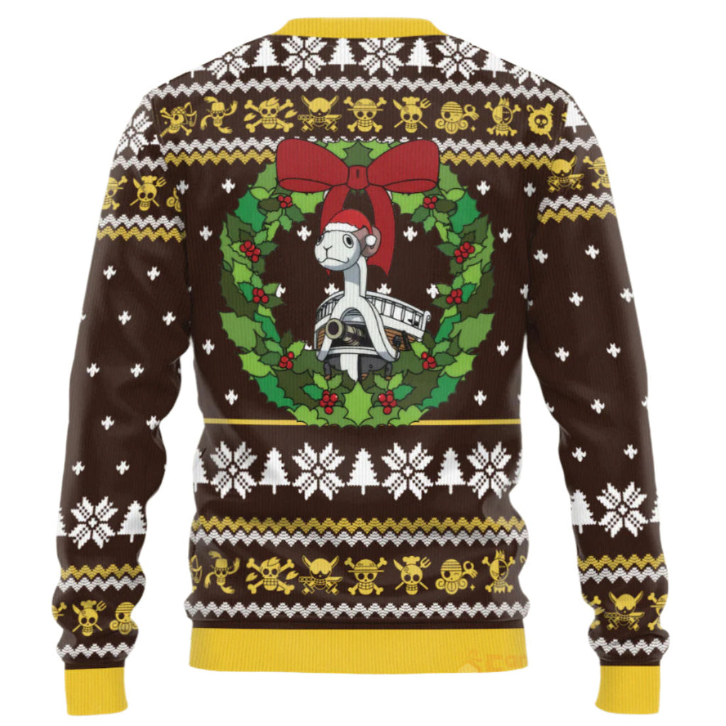 Personalized Ugly Christmas Sweatshirt for Dad with Straw Hat Pirates Design