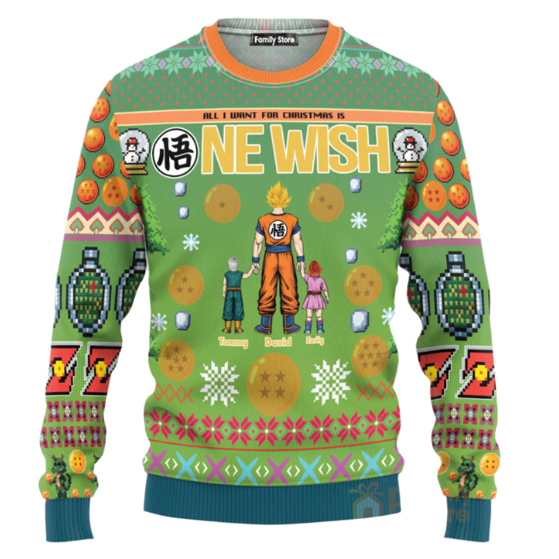 Personalized Christmas Ugly Sweater for Dad, Grandpa, Husband - Custom Cartoon Design