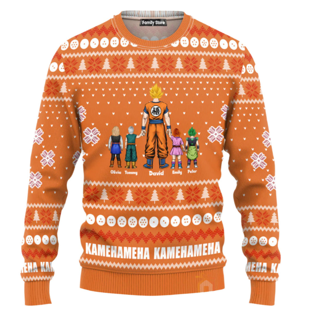 Personalized Goku Kamehameha Ugly Sweater Gift for Dad