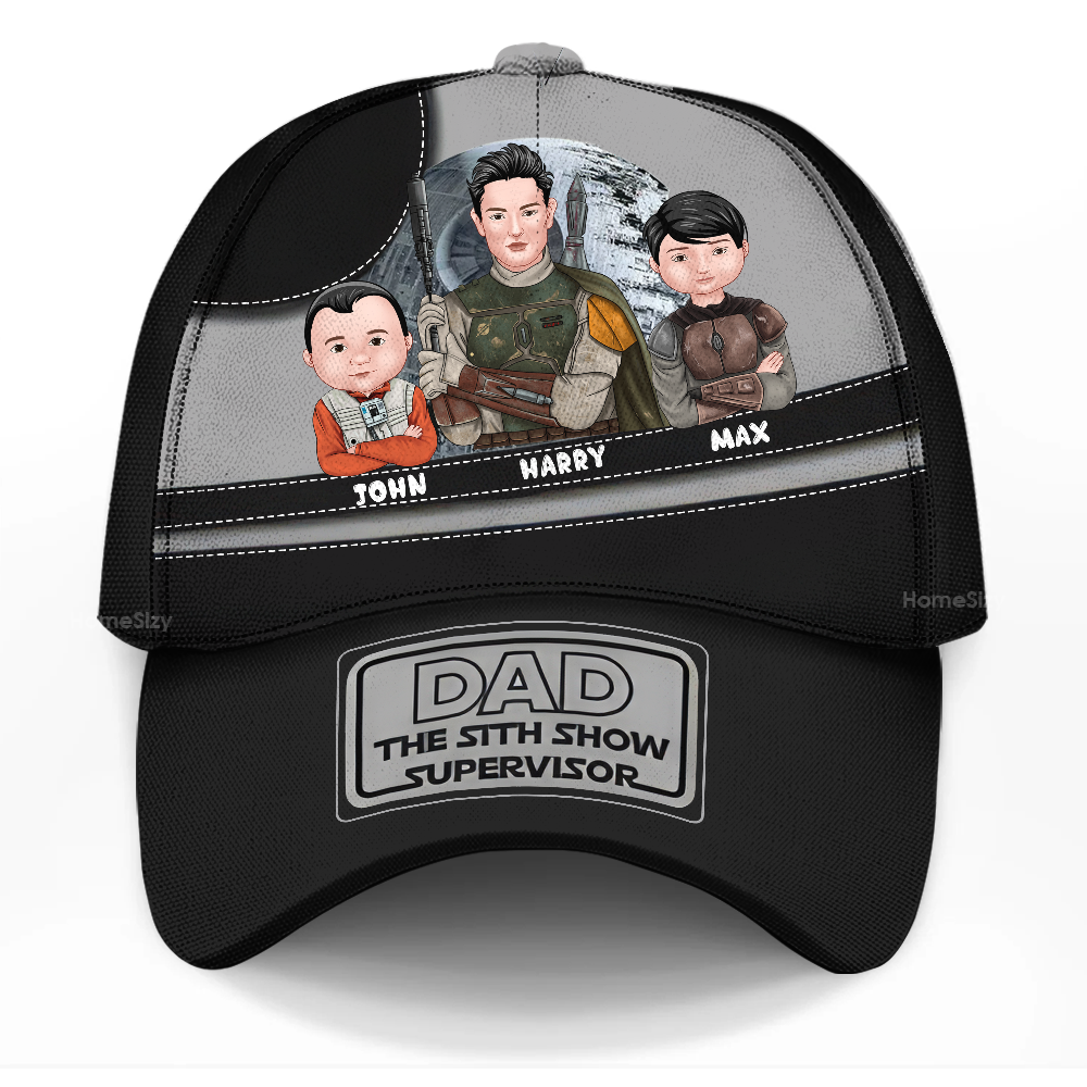 Personalized Dad Cap with Cartoon Family Design Gift for Father's Day