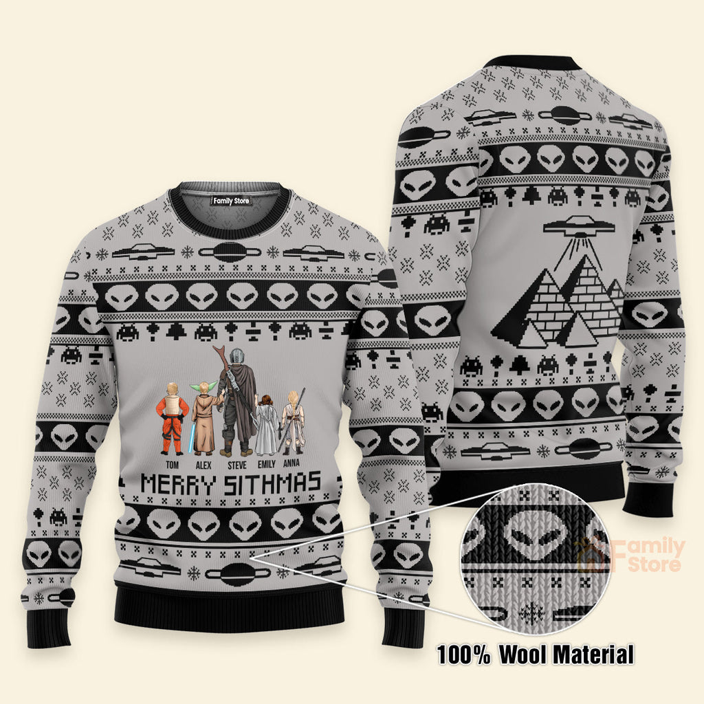 Personalized Alien Ugly Sweater Custom Name Gift for Dad