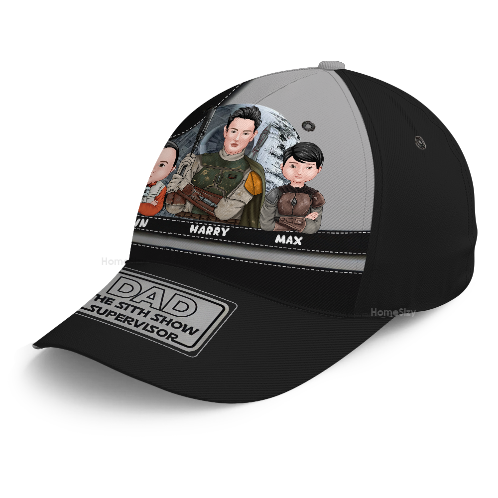 Personalized Dad Cap with Cartoon Family Design Gift for Father's Day