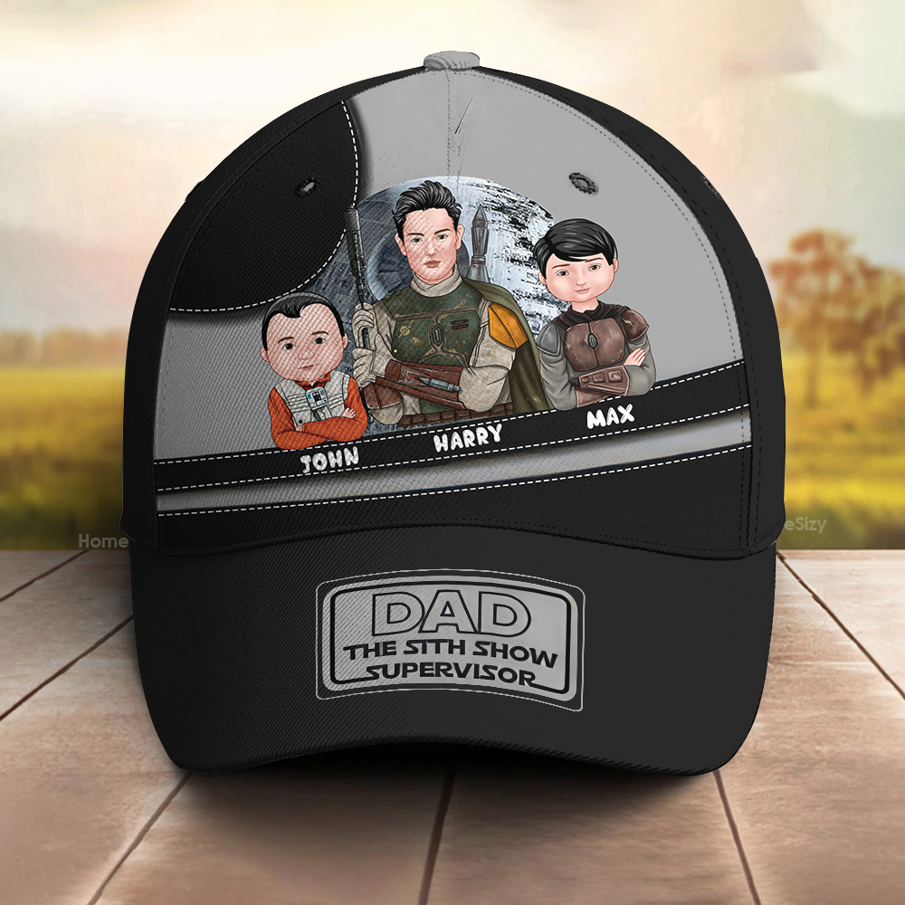 Personalized Dad Cap with Cartoon Family Design Gift for Father's Day