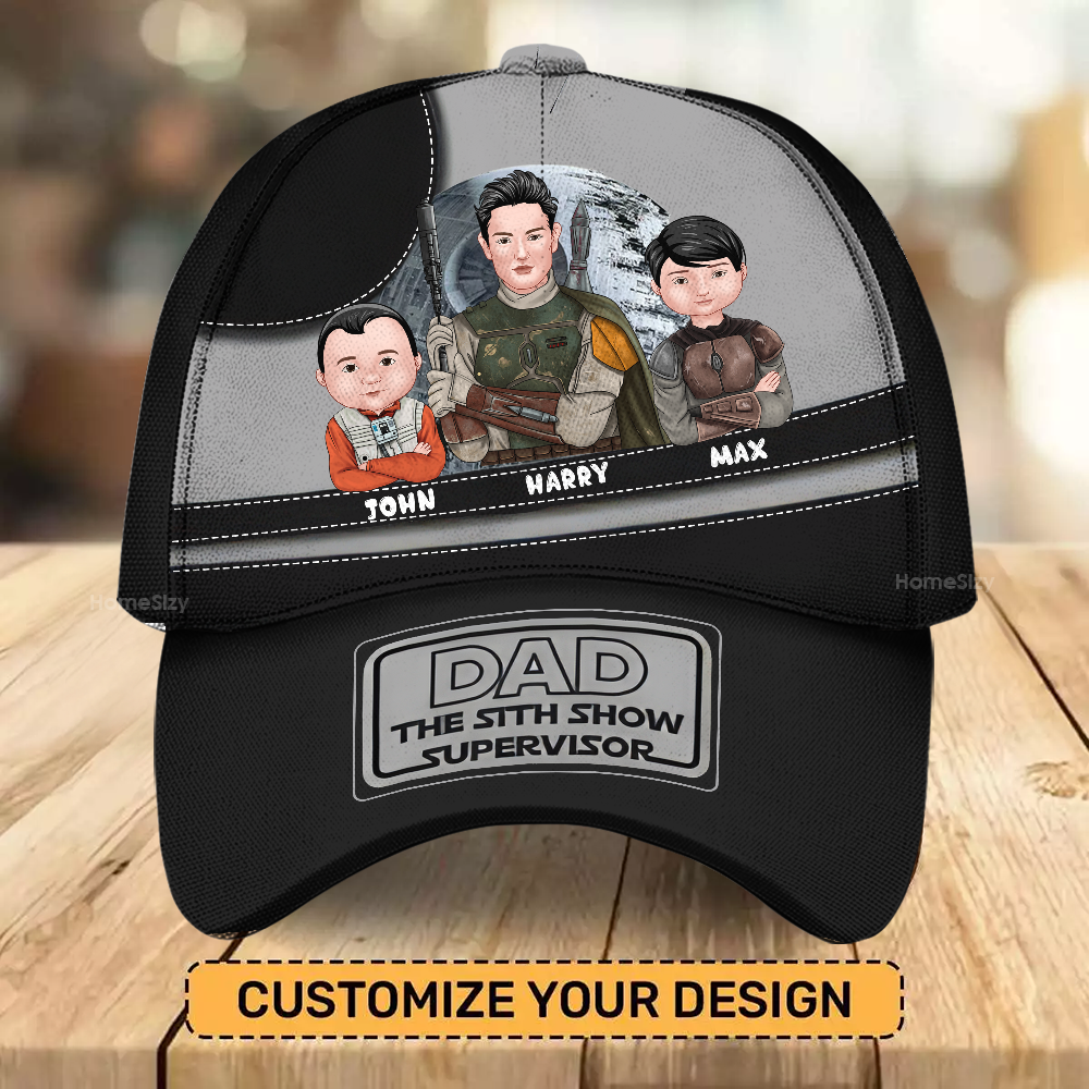 Personalized Dad Cap with Cartoon Family Design Gift for Father's Day