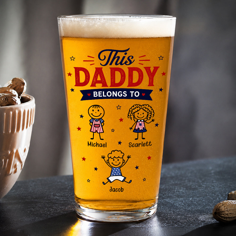 Personalized Beer Glass This Dad Belongs To Gift for Father HN590 - Print Beer Glass GradoCreations