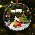 Personalized Glass Ornament with Cartoon Couple Design for Christmas Gift