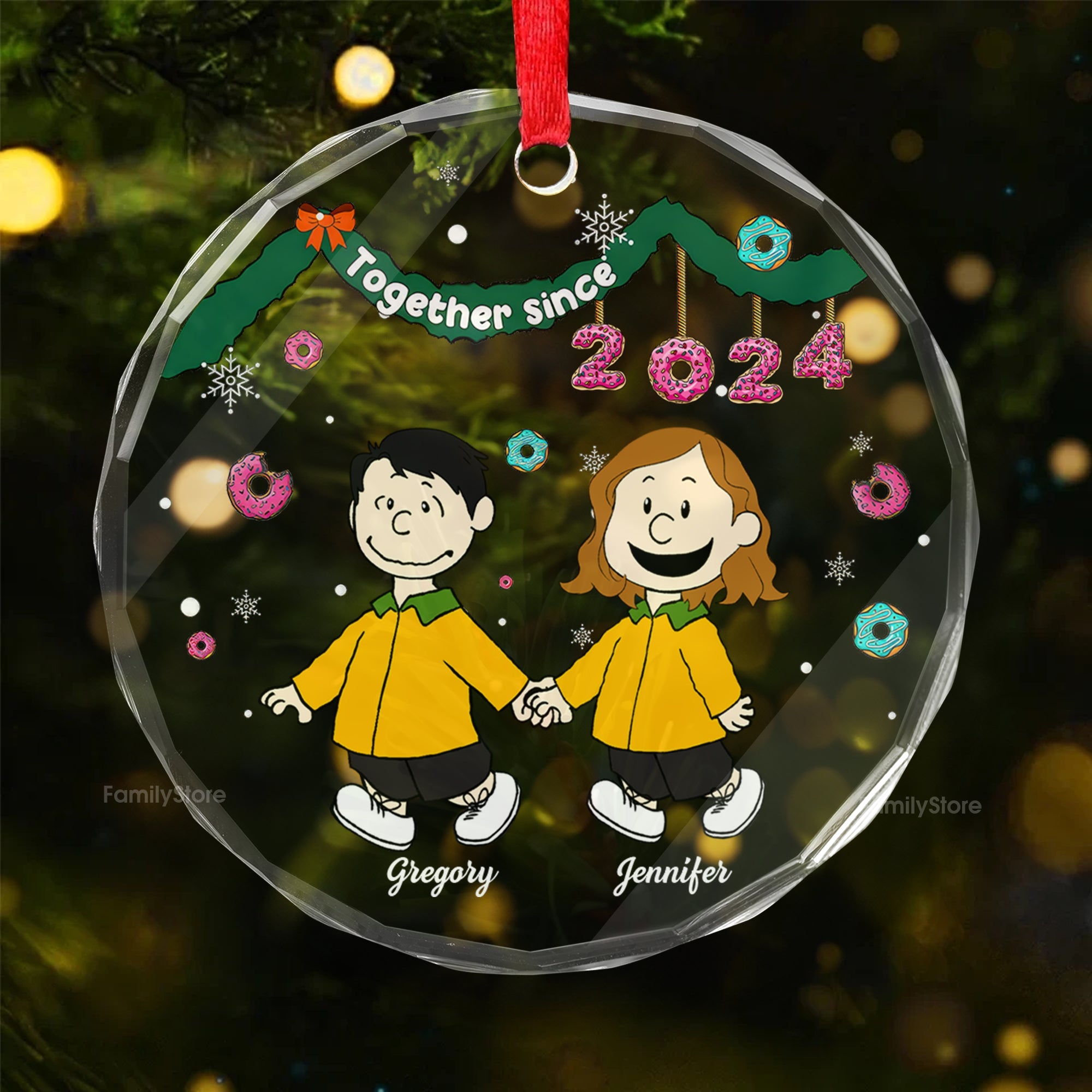 Personalized Glass Ornament Together Since 2024 Gift for Couples