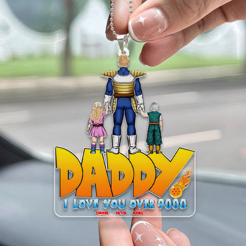 Acrylic Car Ornament We Love You Over 9000 Gift for Dad, Mom Acrylic Car Hanger GradoCreations