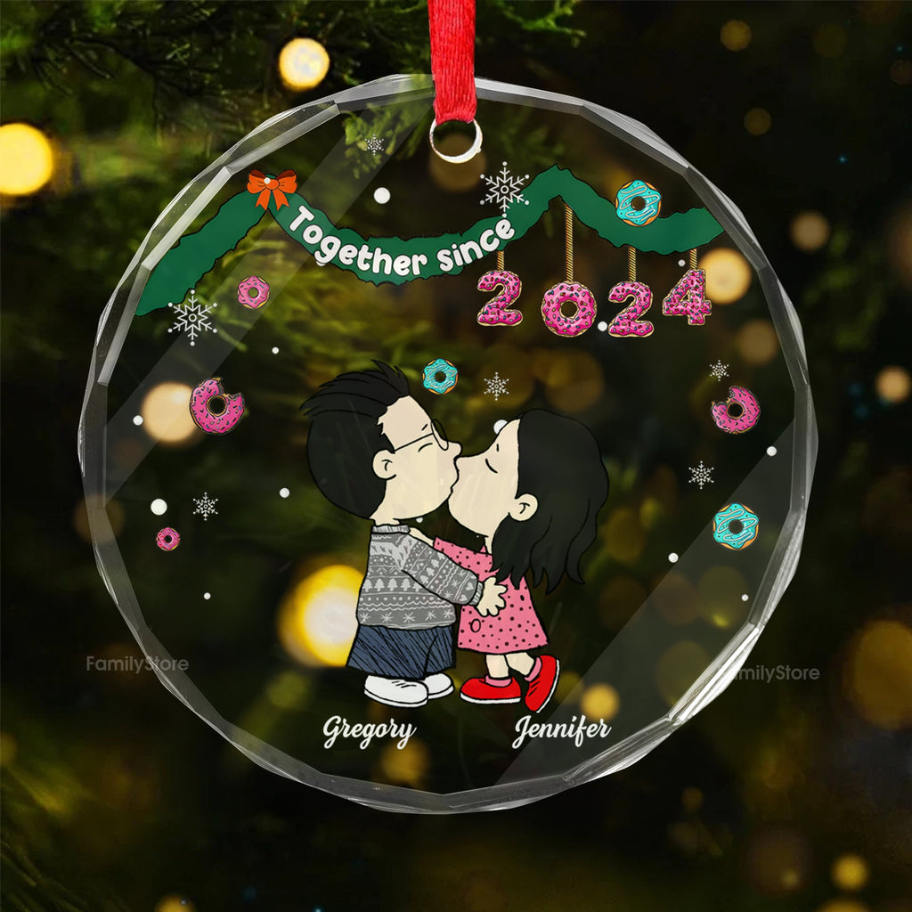 Personalized Glass Ornament Custom Couple Gift for Christmas