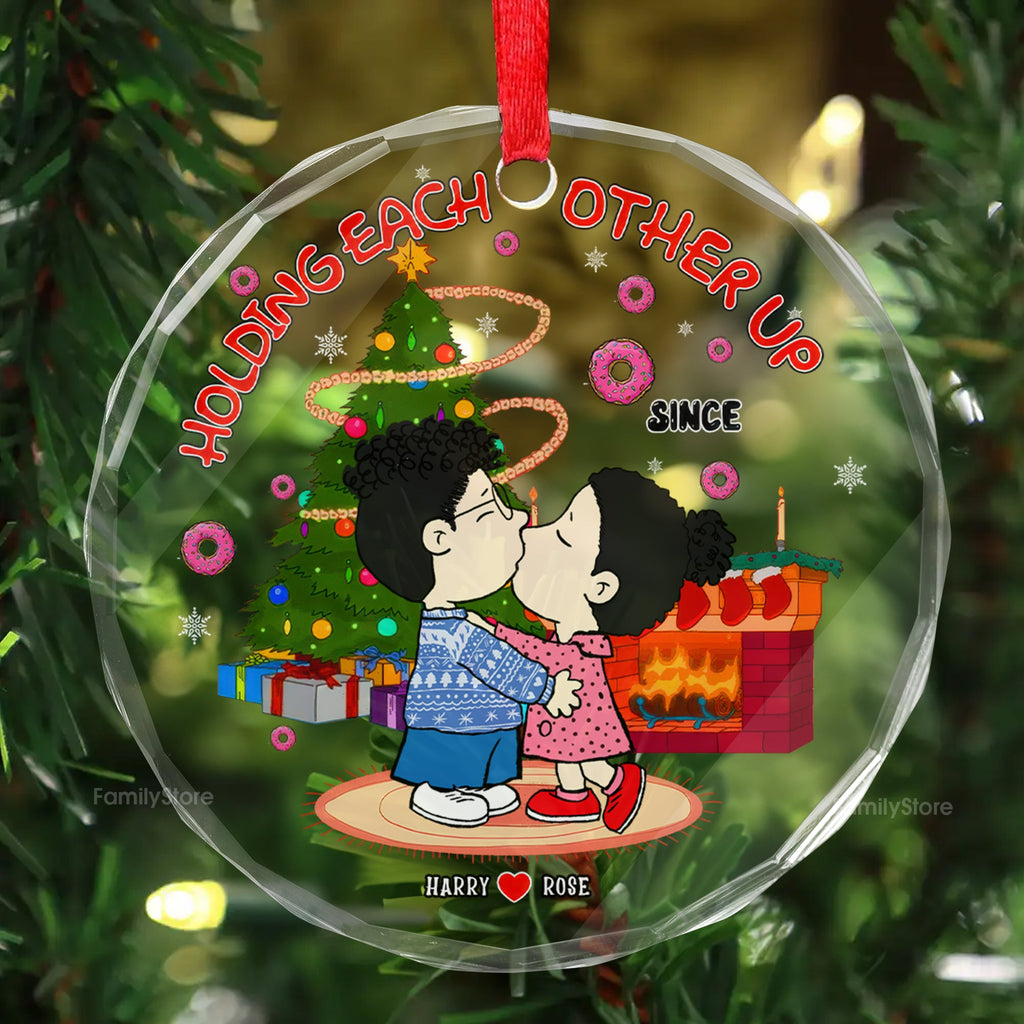 Personalized Glass Ornament Cute Peanut Couple Gift for Him/Her