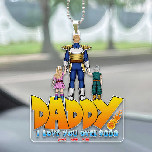 Acrylic Car Ornament We Love You Over 9000 Gift for Dad, Mom Acrylic Car Hanger GradoCreations