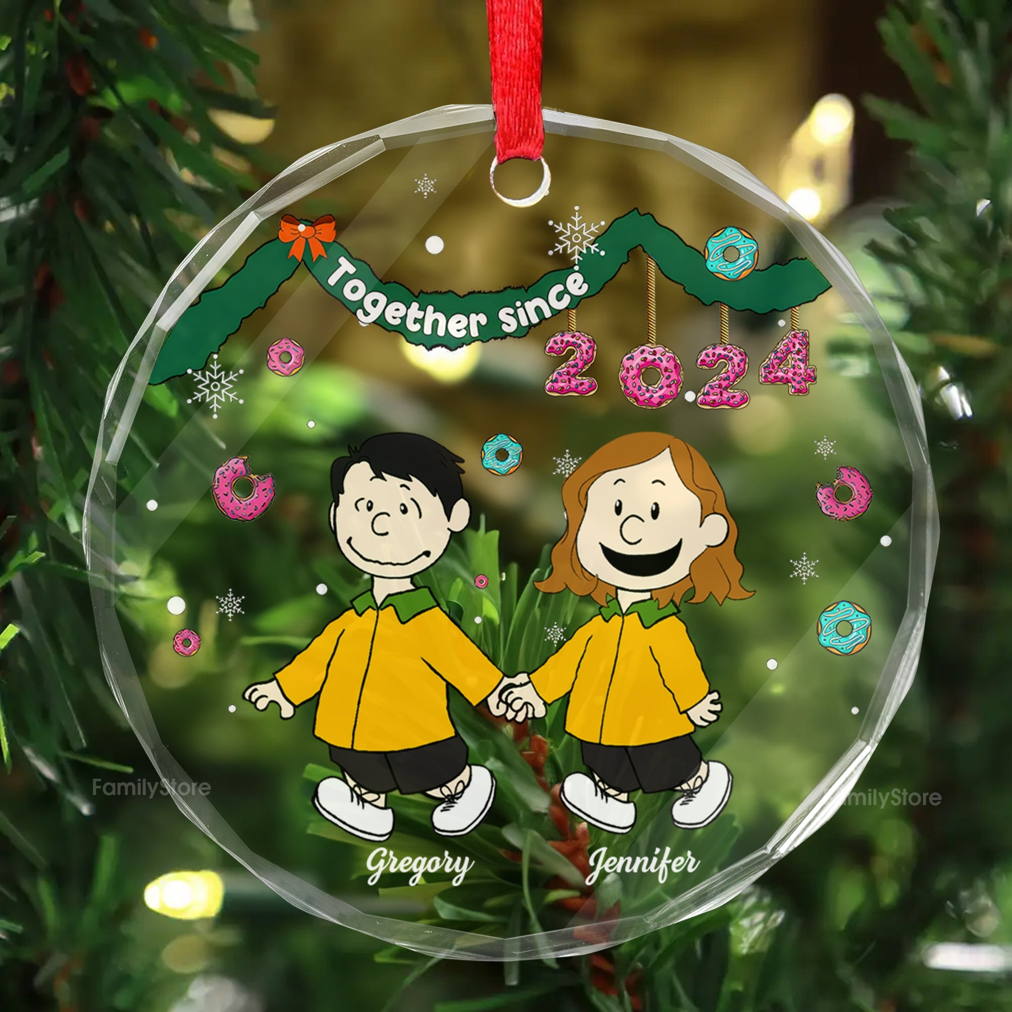 Personalized Glass Ornament Together Since 2024 Gift for Couples