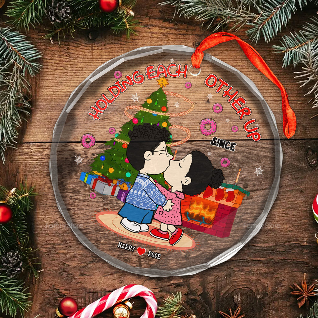 Personalized Glass Ornament Cute Peanut Couple Gift for Him/Her