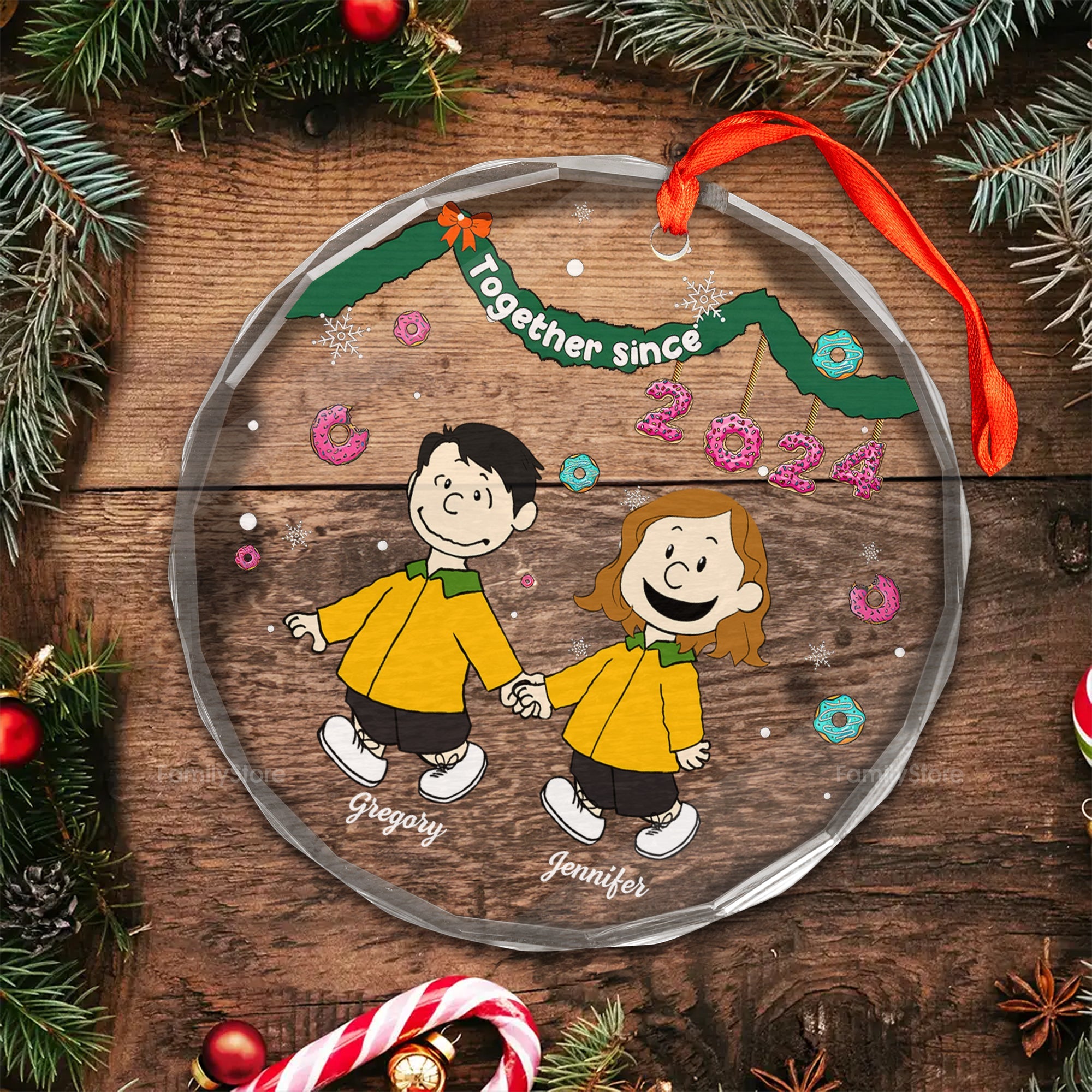 Personalized Glass Ornament Together Since 2024 Gift for Couples