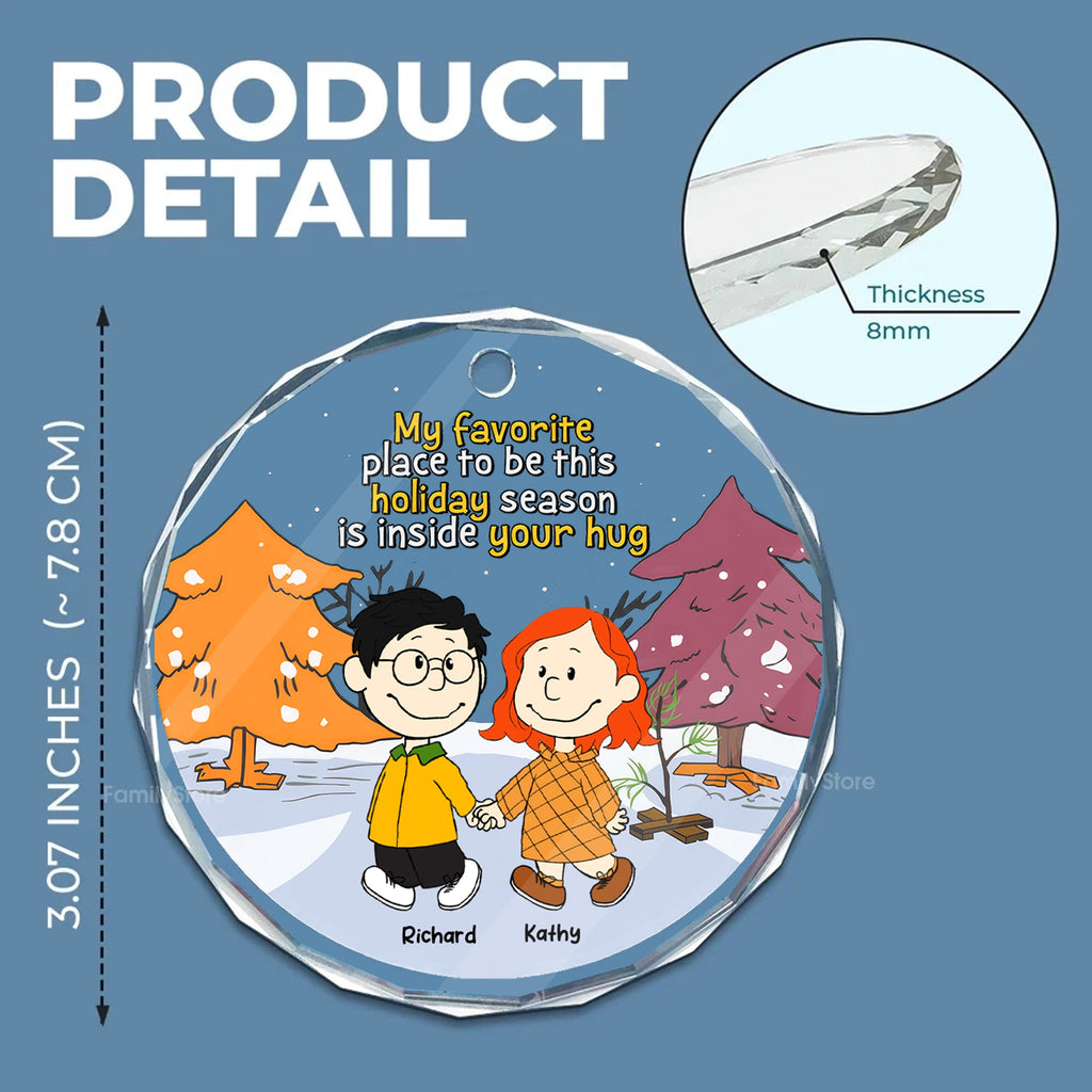 Personalized Holiday Glass Ornament with Custom Couple Design Gift