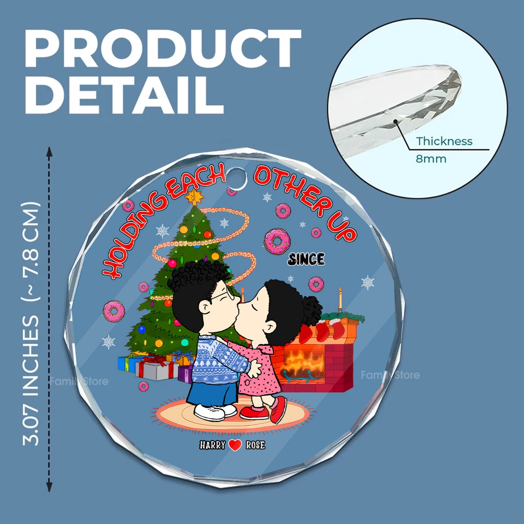 Personalized Glass Ornament Cute Peanut Couple Gift for Him/Her