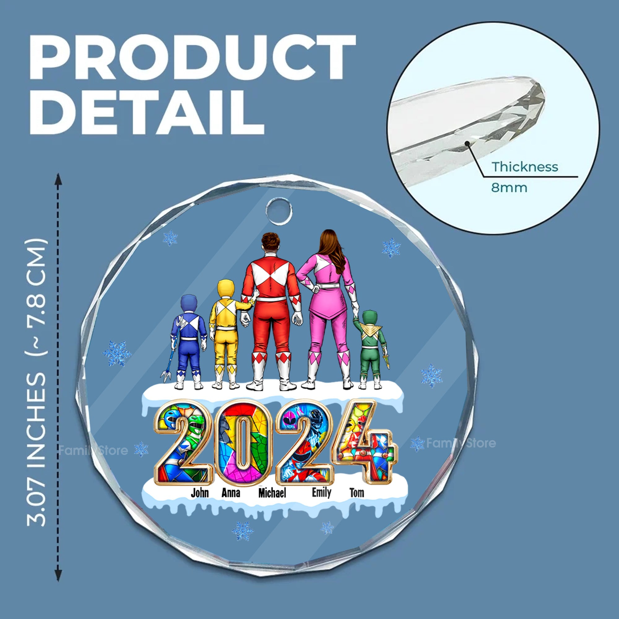 Personalized Glass Ornament Family Gift 2024 Christmas Decoration