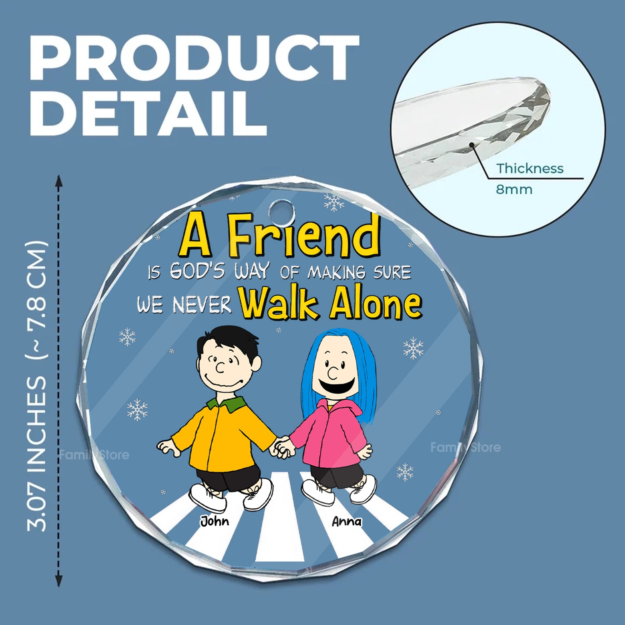 Personalized Friendship Glass Ornament Custom Quote Gift